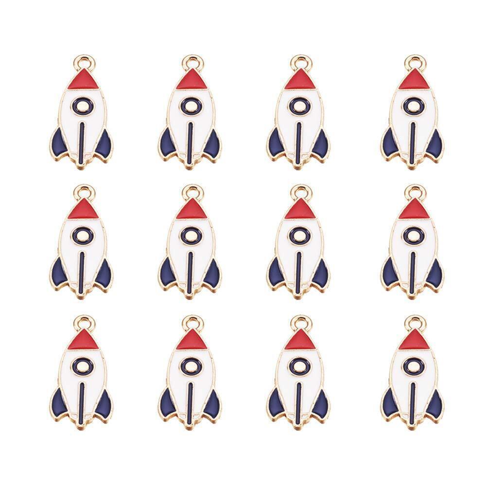 1020 40 Pcs Rocket Enamelled Charms Zinc Alloy Enamel Pendants Bulk Lot
